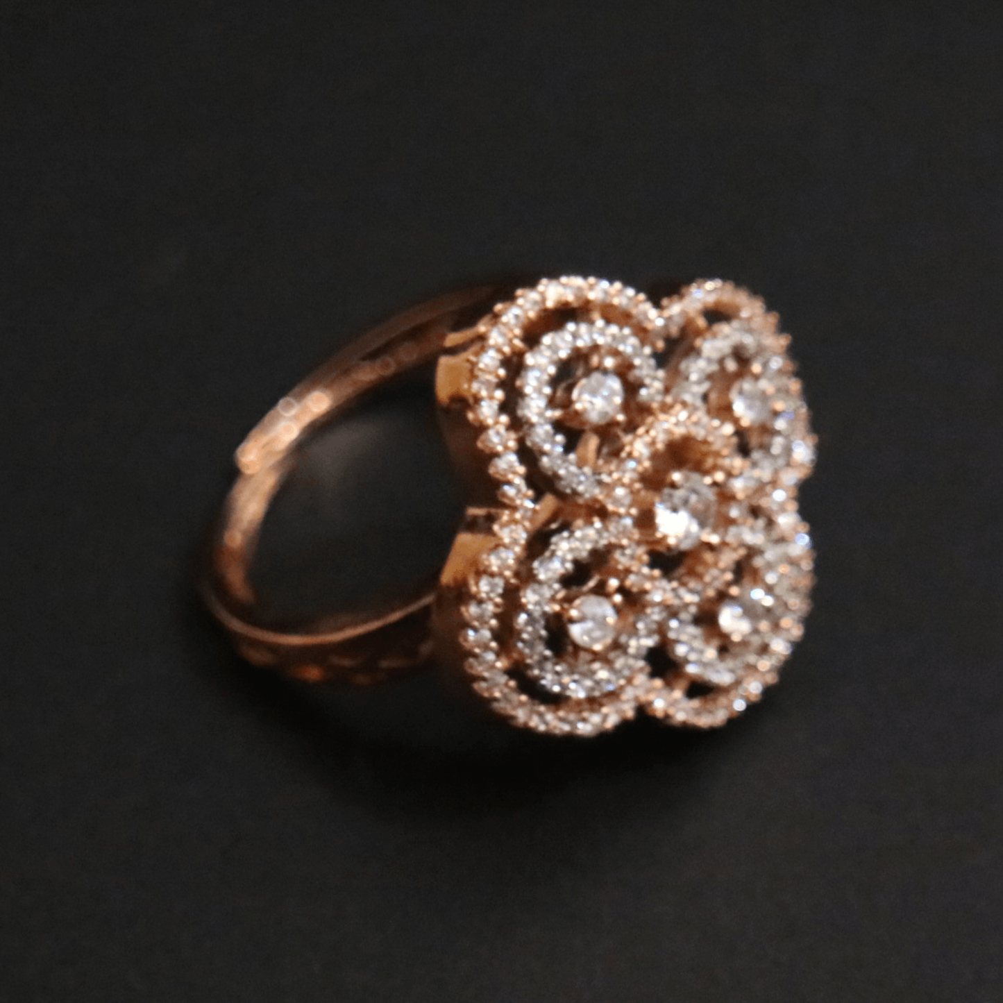 Chandprabha Zircon Floral Medallion Ring