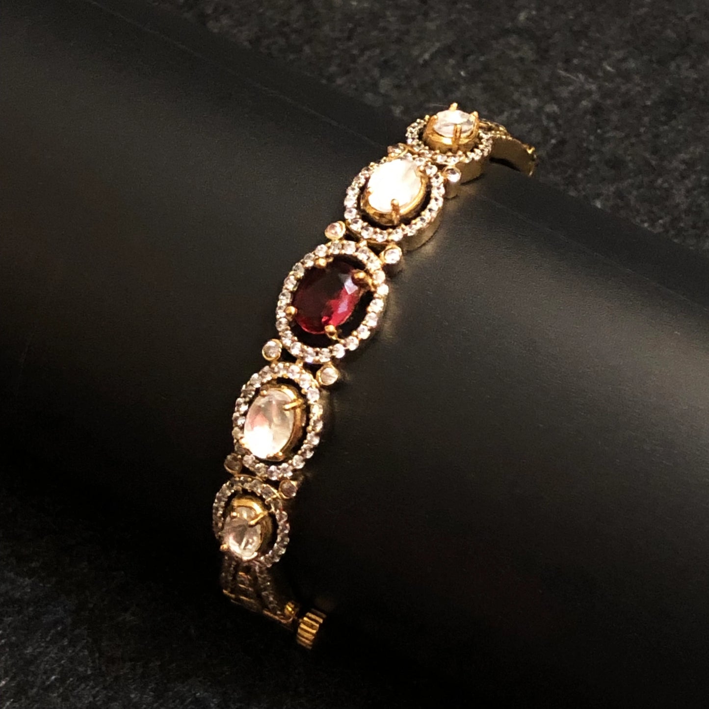 Royal Polki Bracelet with Gemstone Cascade