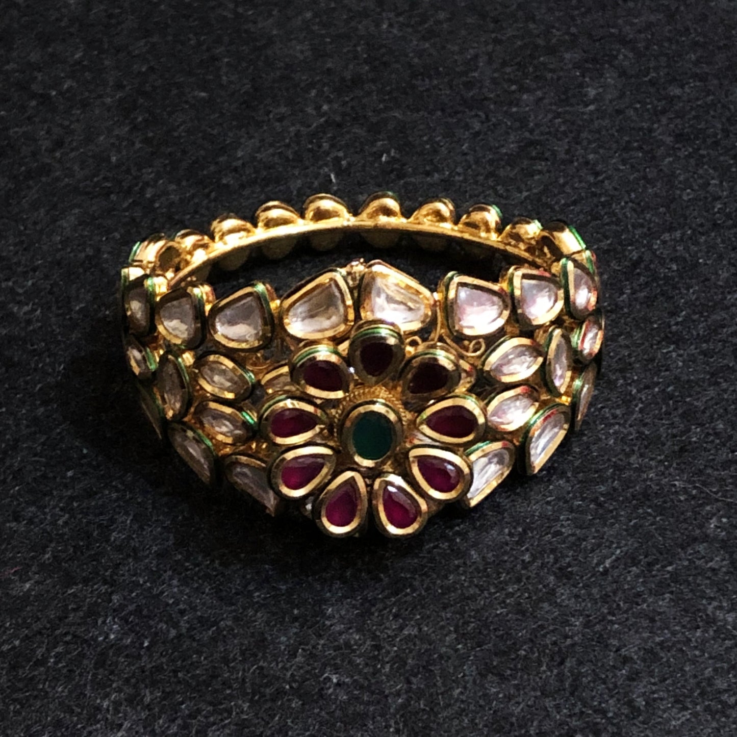 Jadau Bracelet with Ruby and Emerald Accents