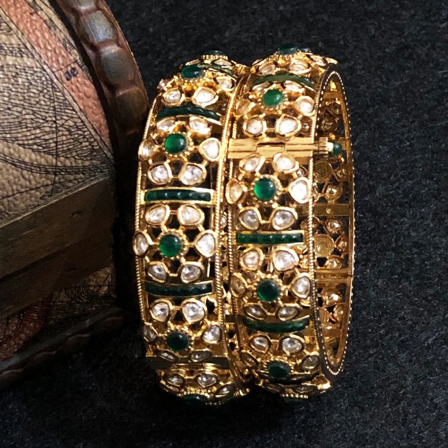 Heritage Polki Kada Bangles Ruby Edition