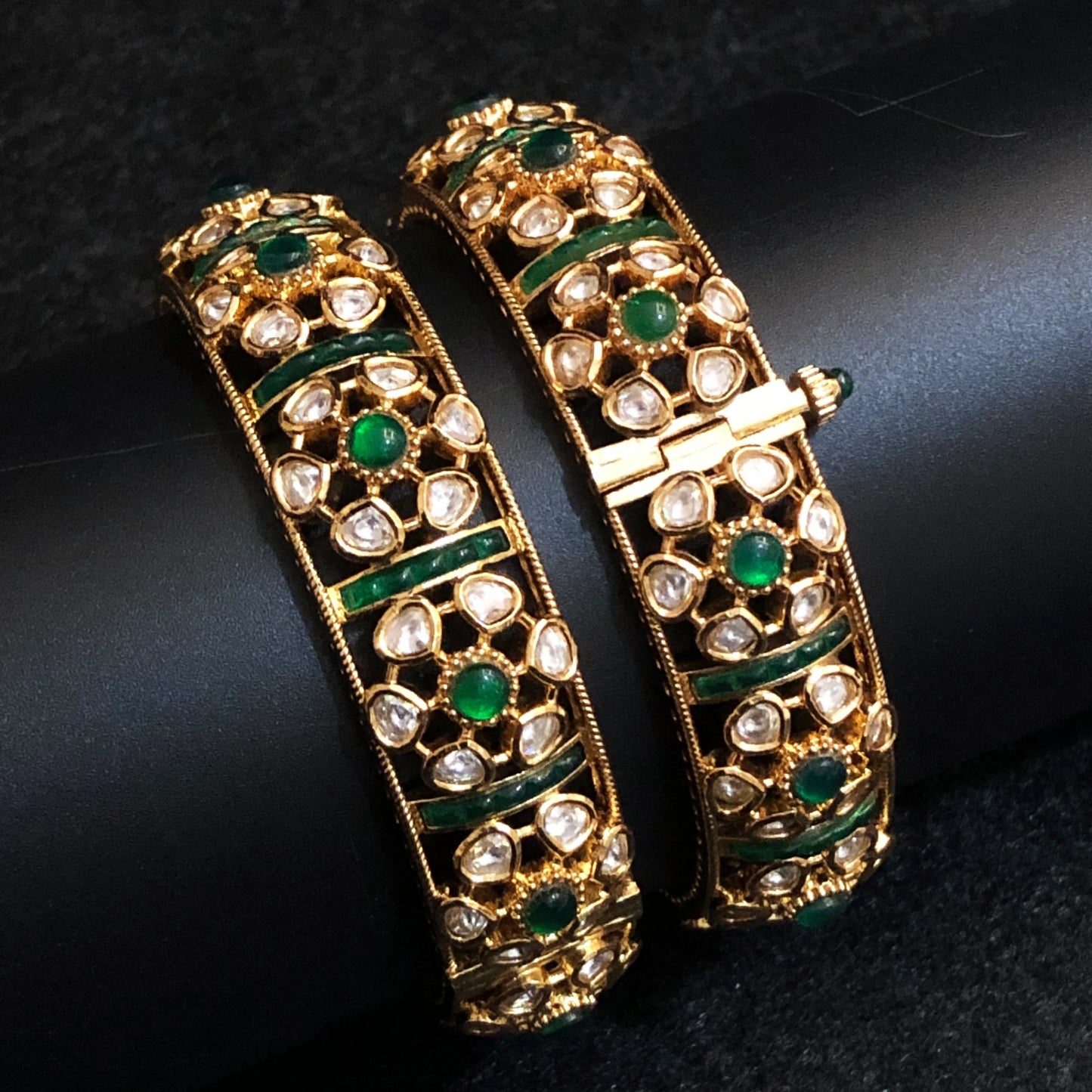Heritage Polki Kada Bangles Ruby Edition