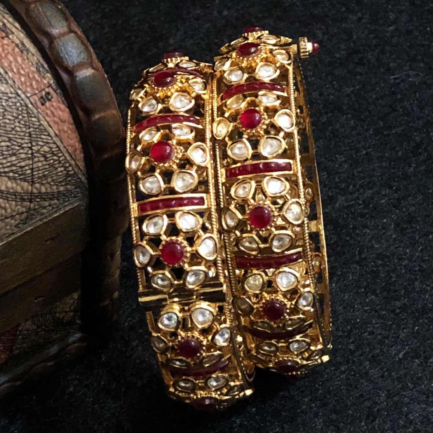 Heritage Polki Kada Bangles Ruby Edition