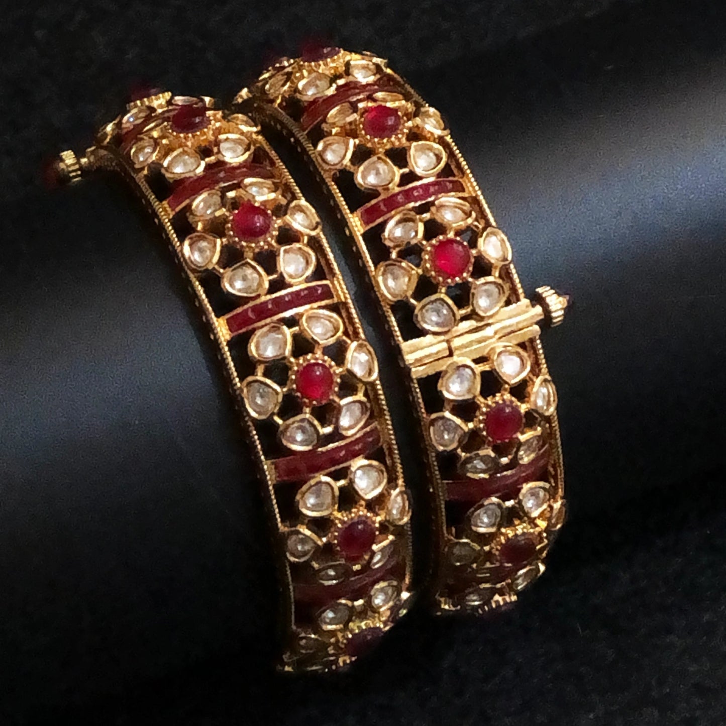 Heritage Polki Kada Bangles Ruby Edition