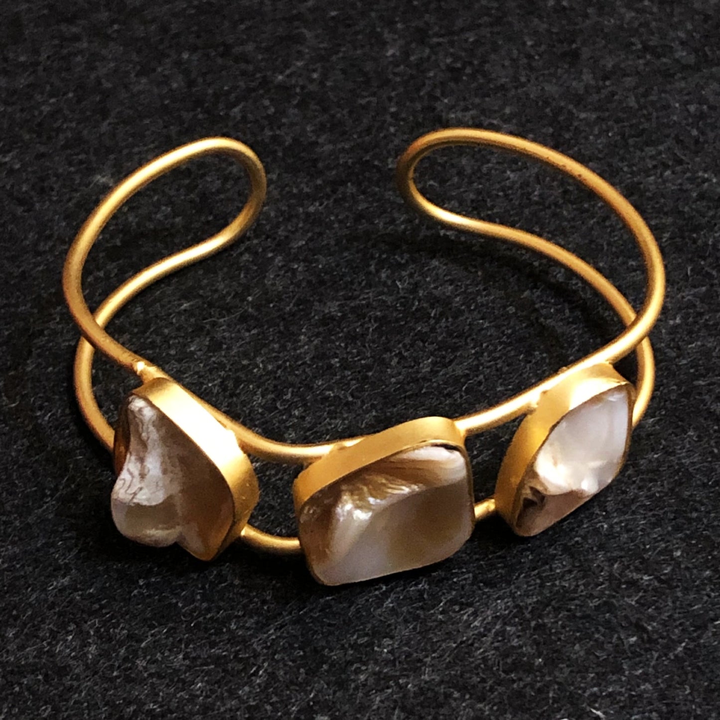 Raw Pearl Glory Cuff Bracelet