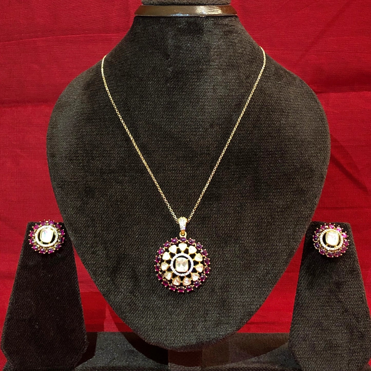 Raktika Mehraab Polki Pendant Set