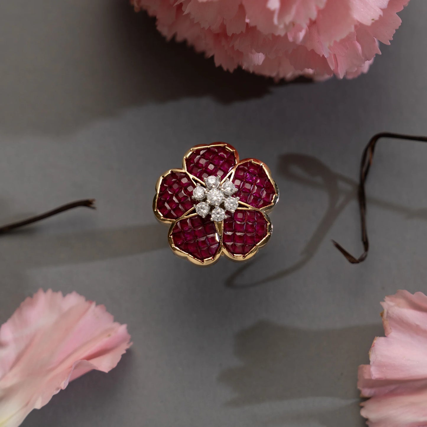 Ruby Bloom Floral Statement Ring