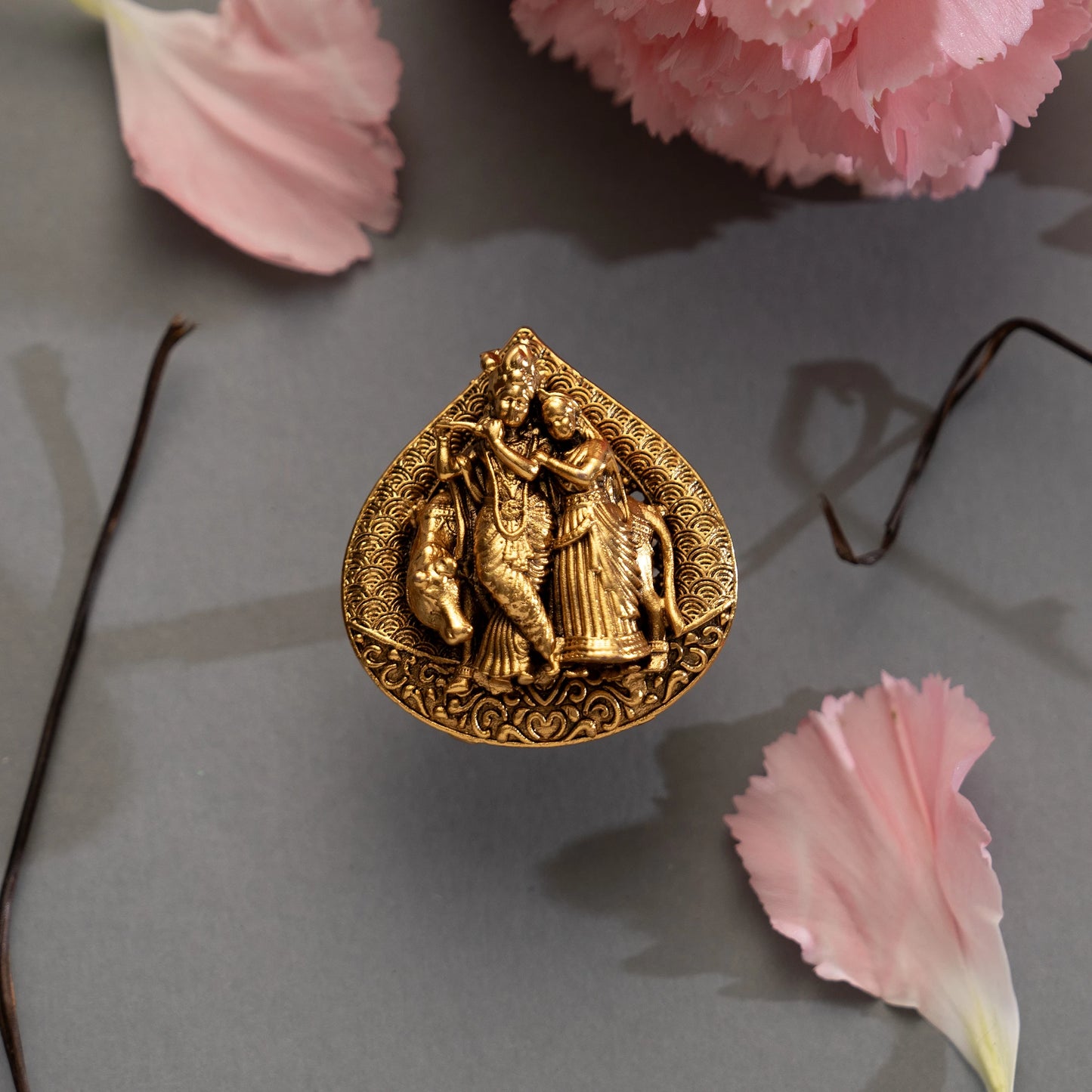 Divine Radha-Krishna Antique Statement Ring
