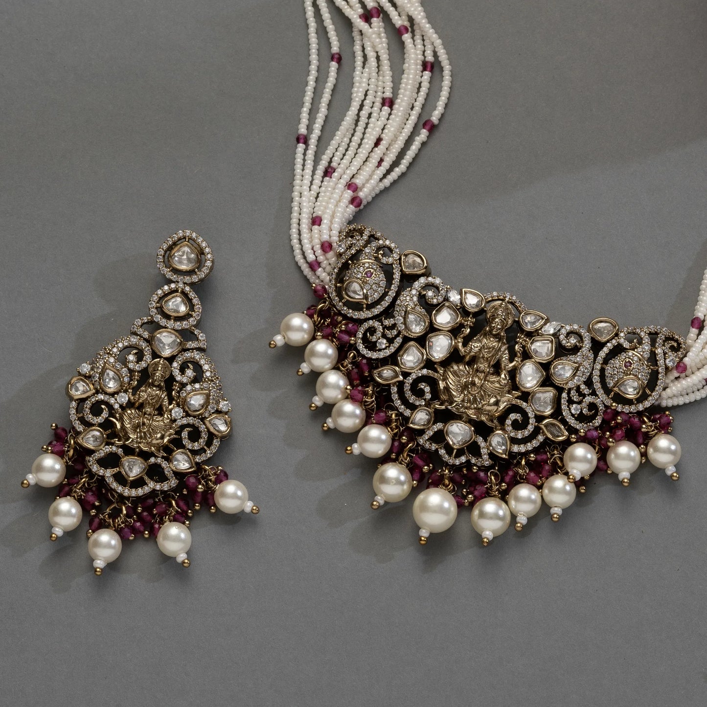 Antique Temple Choker Set with Pearl Drops