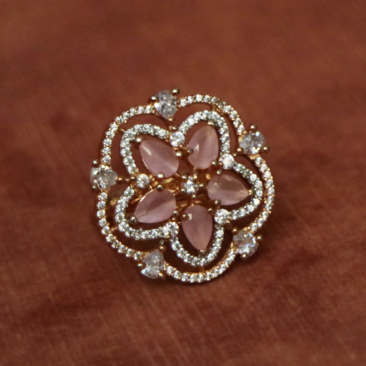 Floral Zircon Cocktail Ring