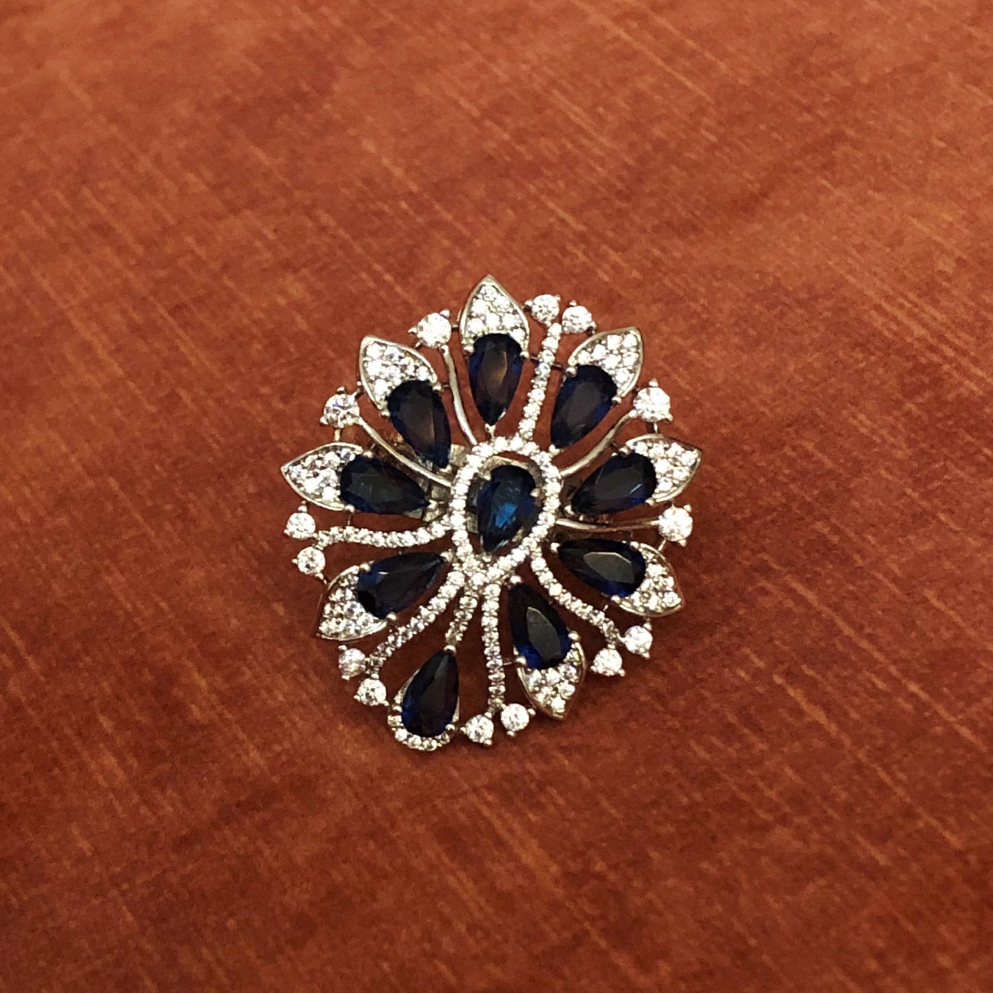 Azure Radiance Floral Zircon Ring