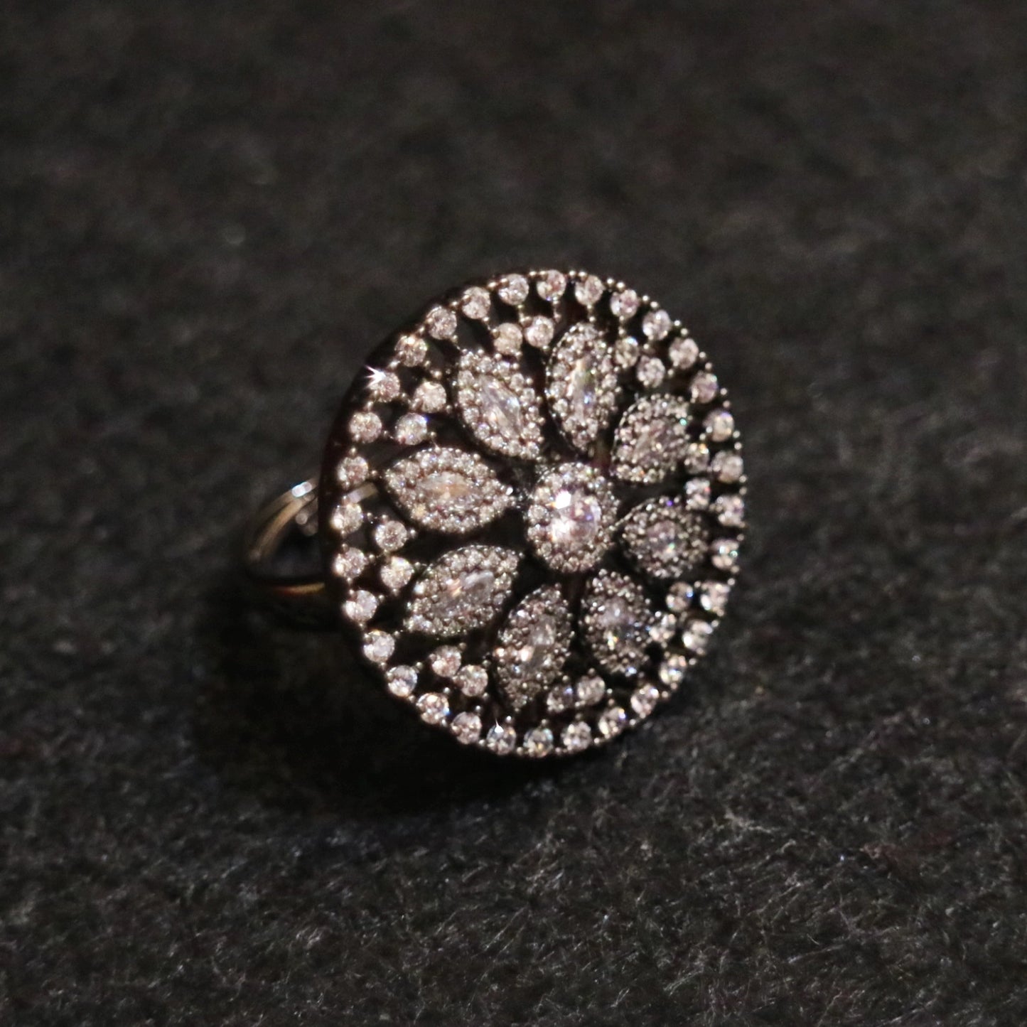 Zircon Flower Statement Ring