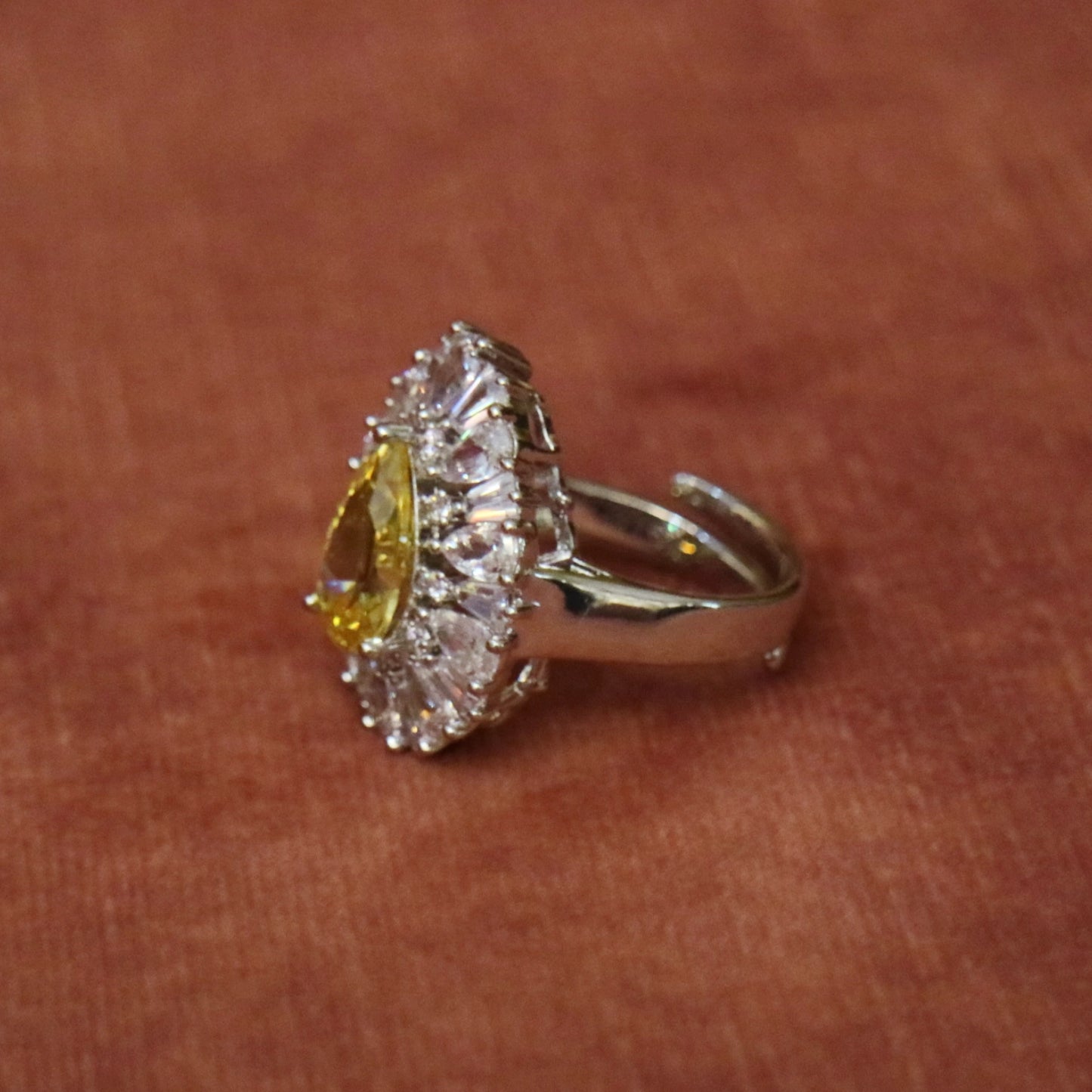 Fancy Yellow Pear Diamond Ring