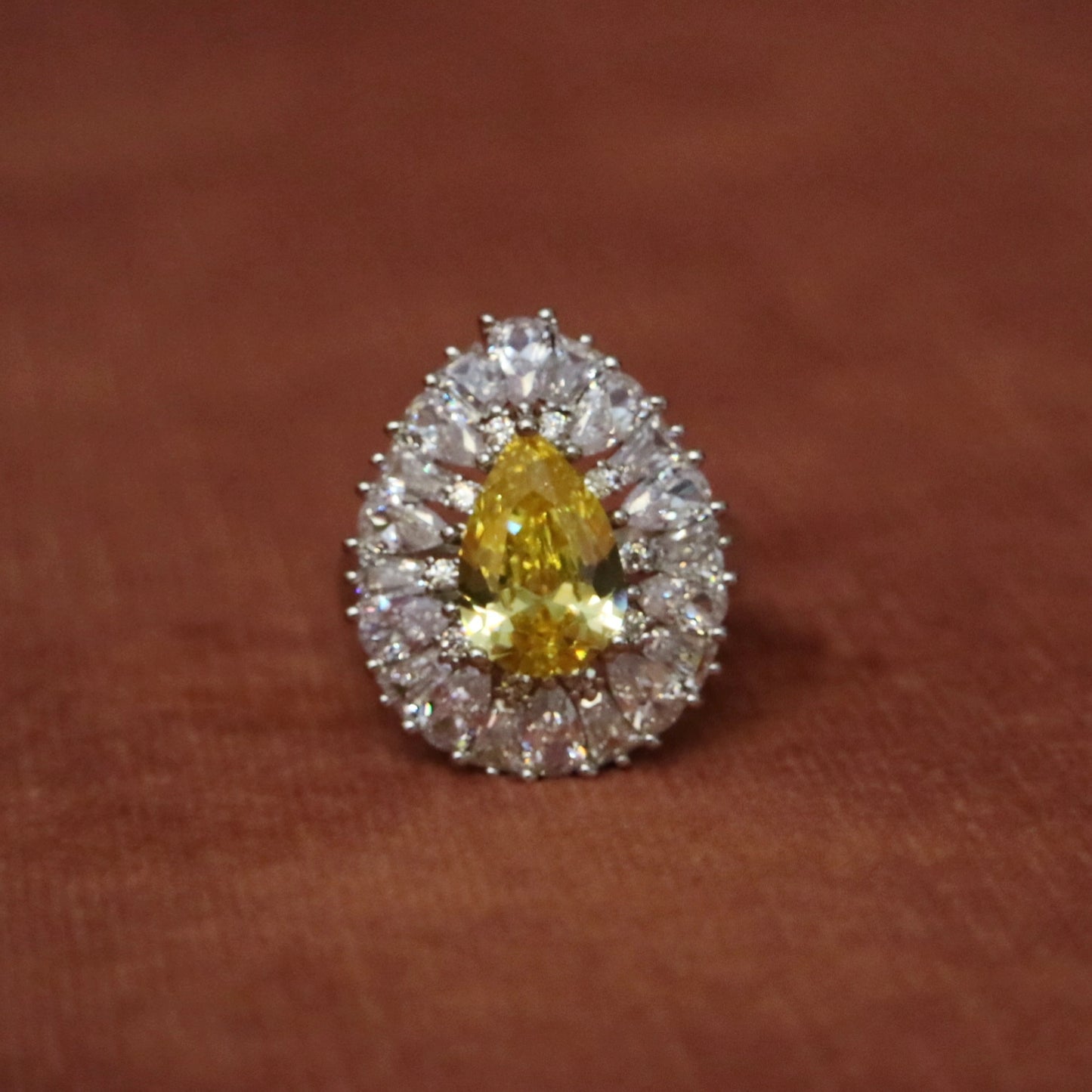 Fancy Yellow Pear Diamond Ring