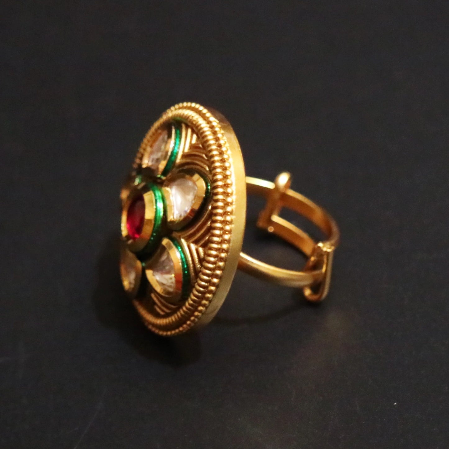 Antique Floral Jadau Ring
