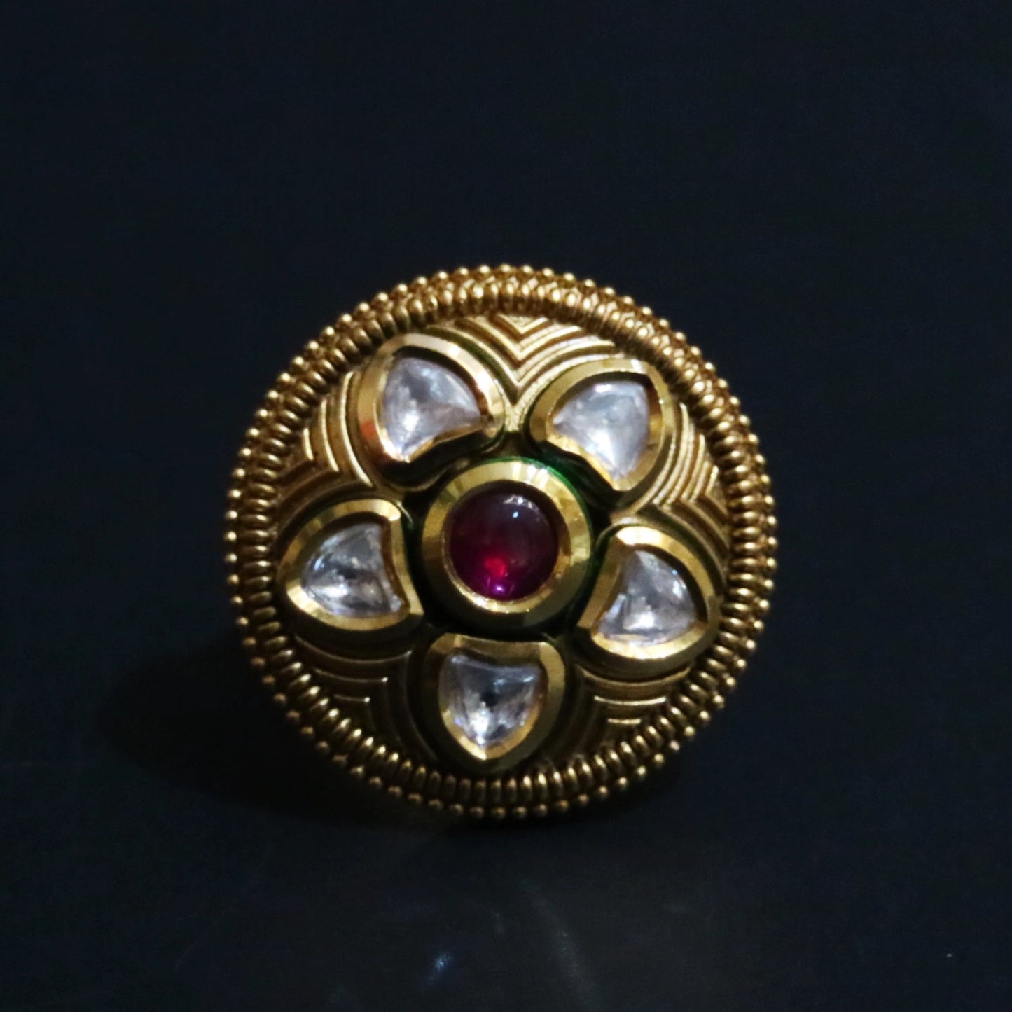 Antique Floral Jadau Ring