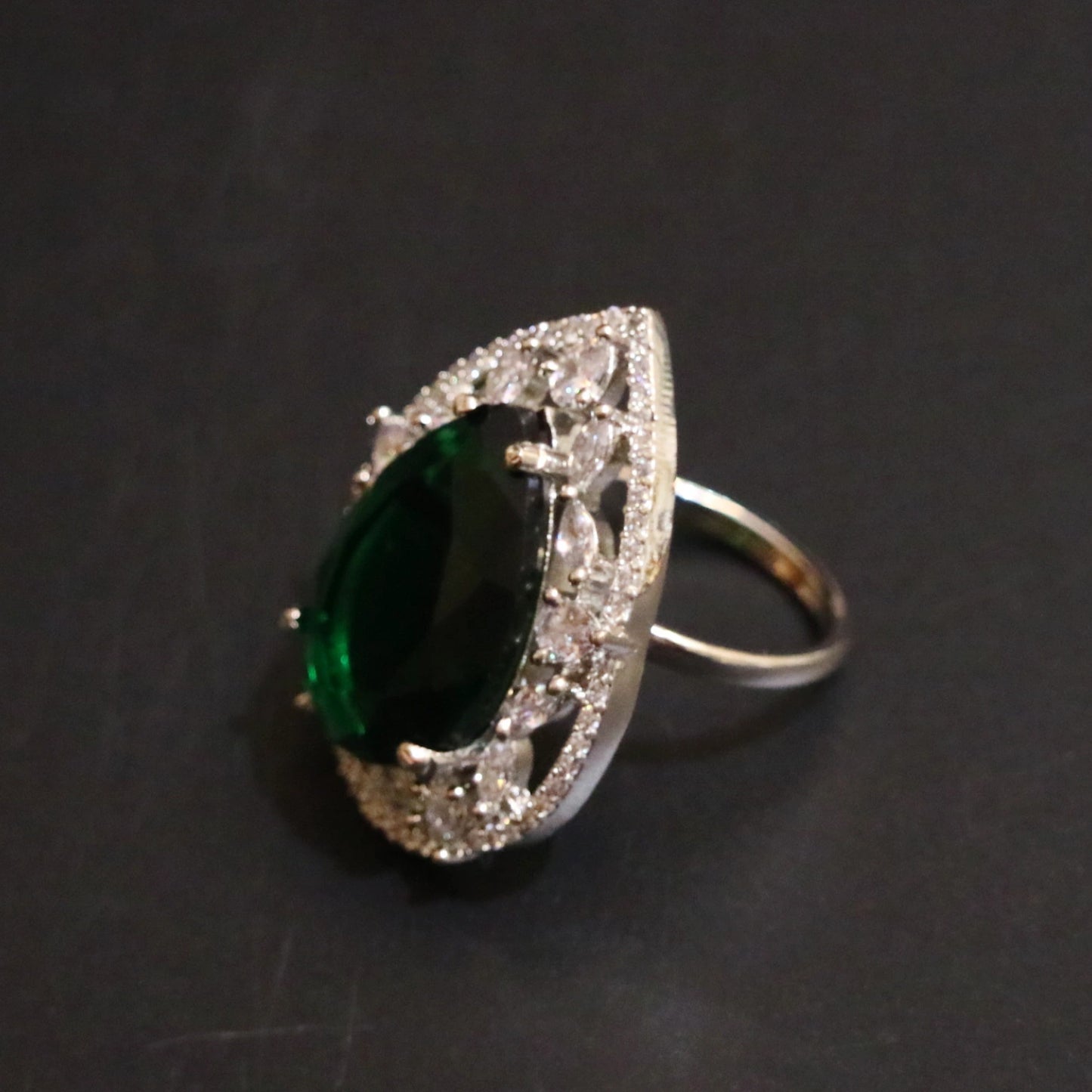 Midnight Teardrop Zircon Cocktail Ring