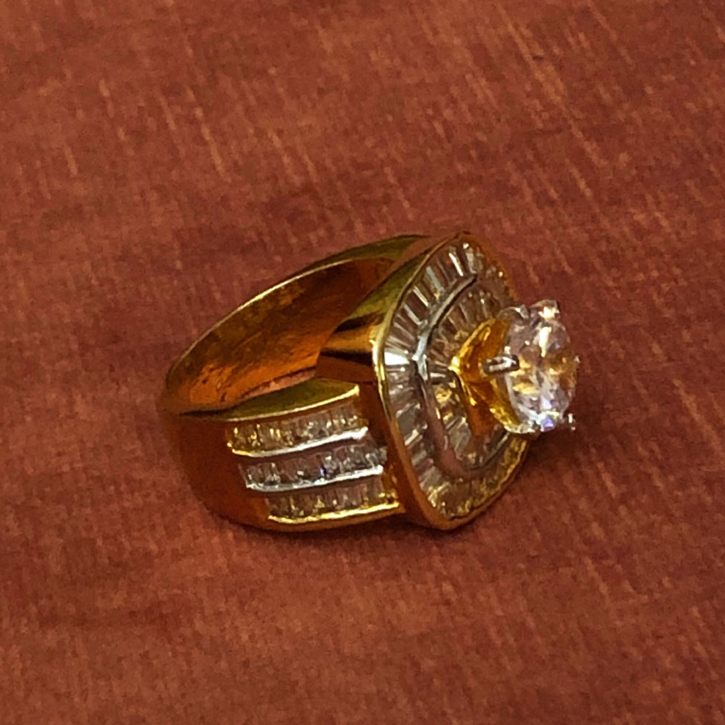 Dazzling Zircon Baguette & Round Cut Statement Ring
