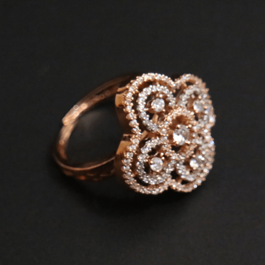Chandprabha Zircon Floral Medallion Ring