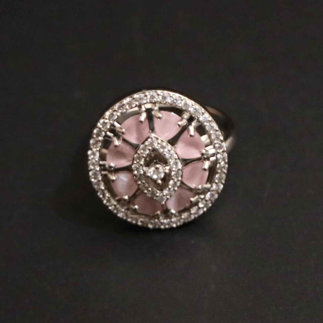 Gulzarika Halo Zircon Cocktail Ring