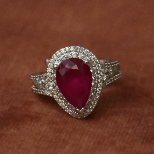 Raktima Halo Zircon Cocktail Ring