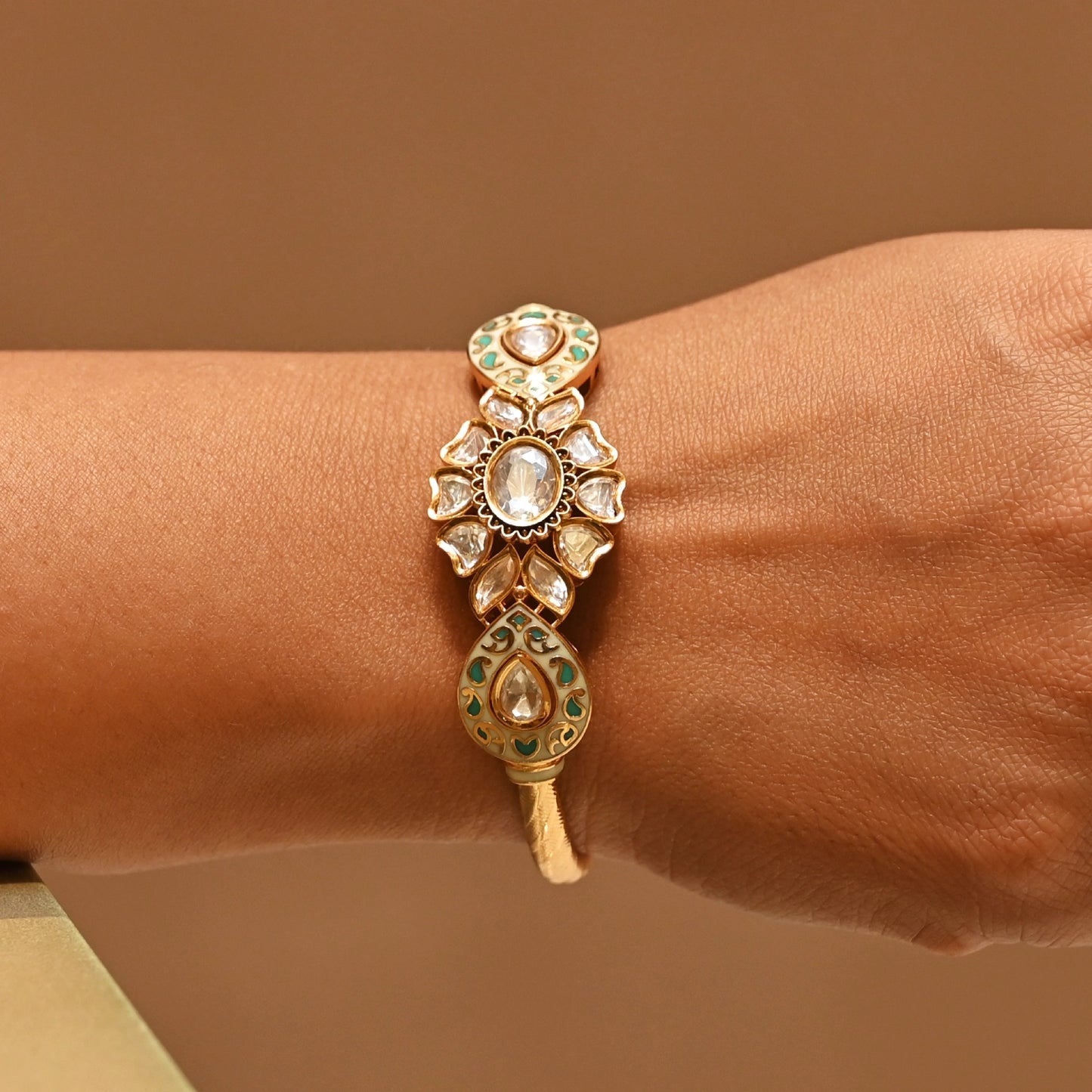 Floral Bracelet with Meenakari Accents