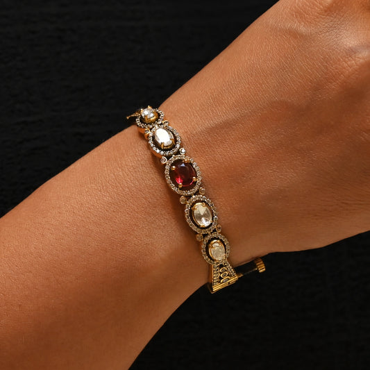 Royal Polki Bracelet with Gemstone Cascade