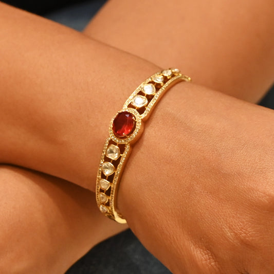 Royal Ruby Polki Filigree Bracelet