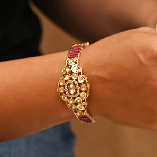 Royal Polki Stone Gold-Plated Bracelet