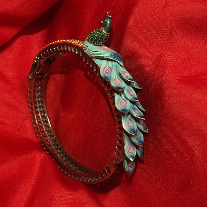 Enamel Peacock Zircon Bracelet