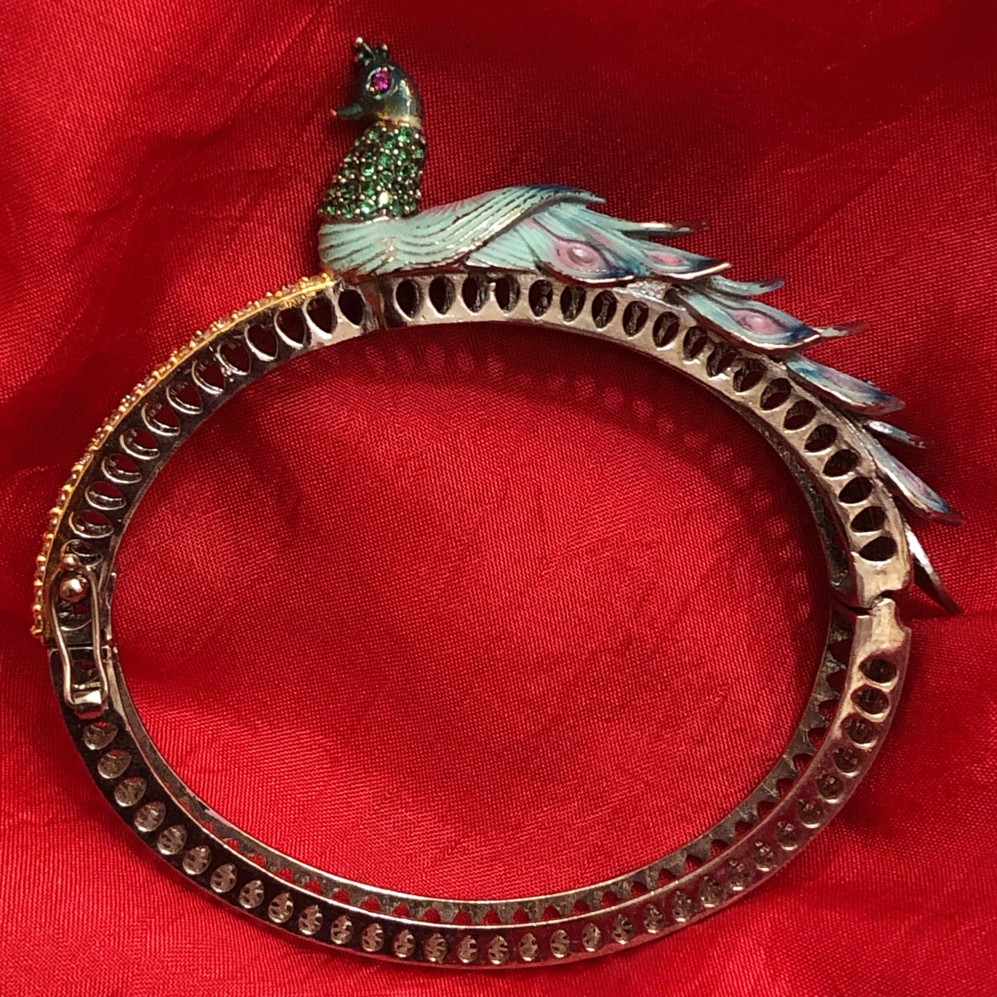 Enamel Peacock Zircon Bracelet