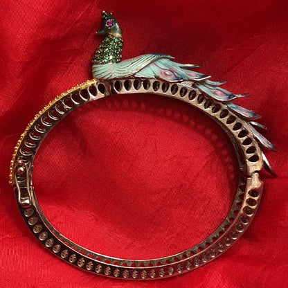 Enamel Peacock Zircon Bracelet