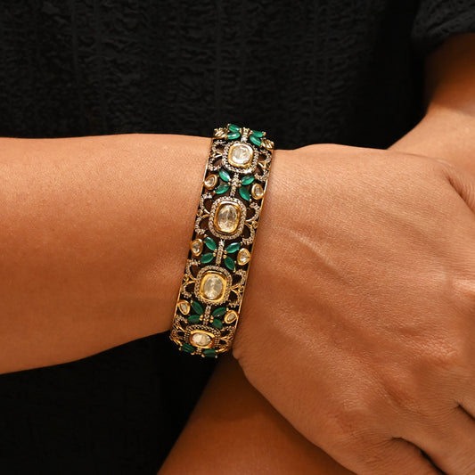 Royal Green Polki Statement Bracelet