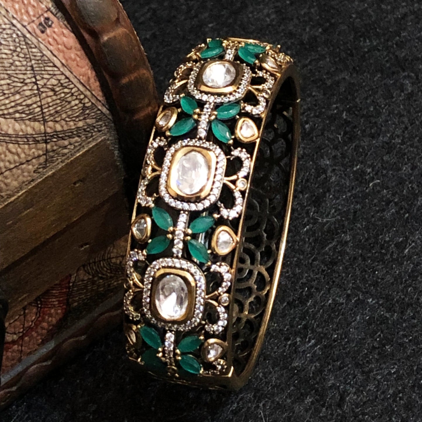 Royal Green Polki Statement Bracelet