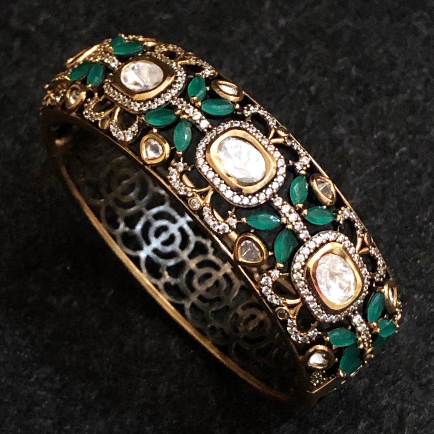Royal Green Polki Statement Bracelet