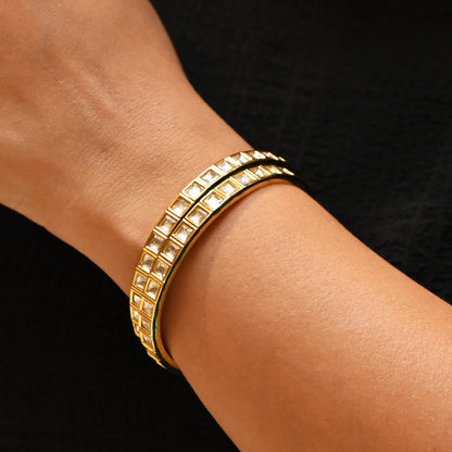 Twin Row Square-Cut Jadau Bangles