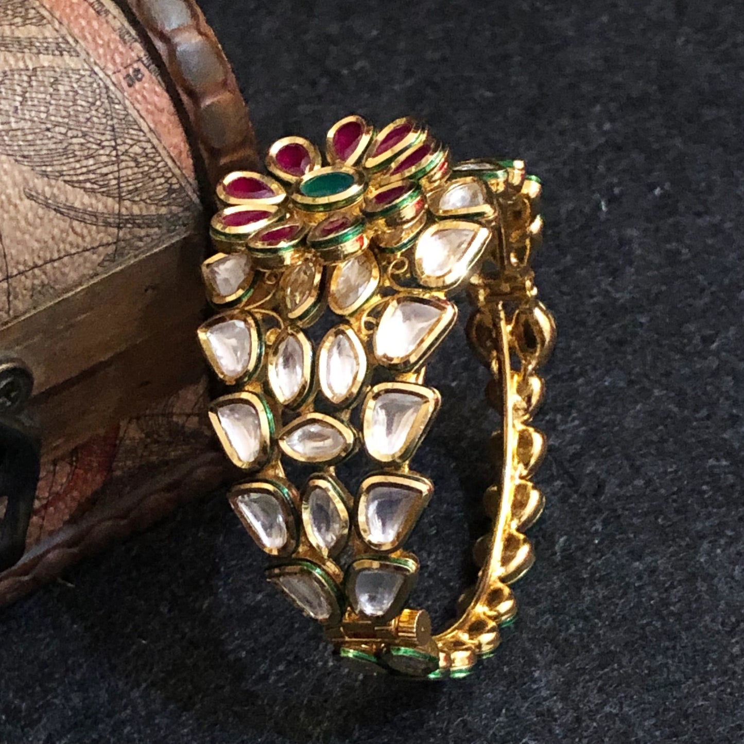 Jadau Bracelet with Ruby and Emerald Accents