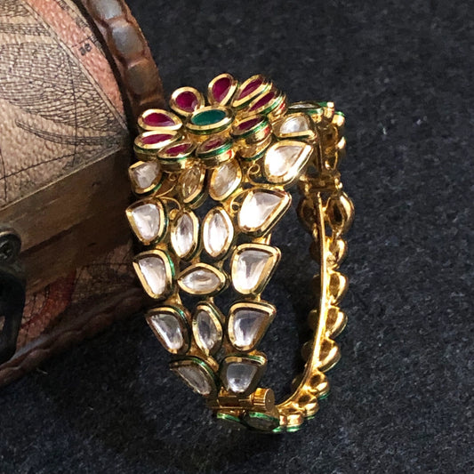 Jadau Bracelet with Ruby and Emerald Accents