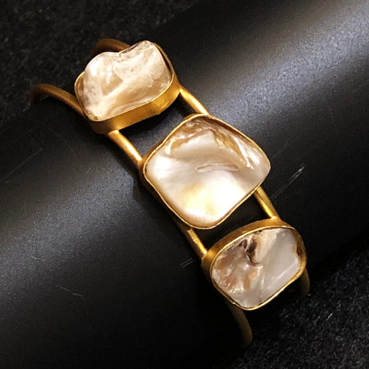 Raw Pearl Glory Cuff Bracelet