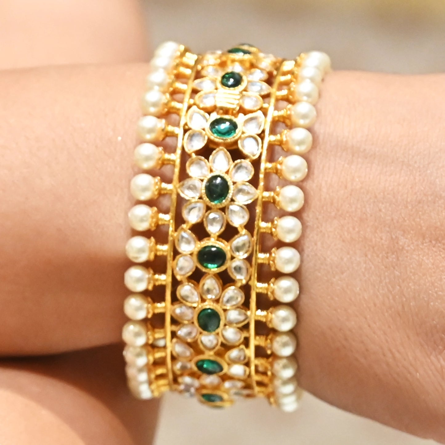 Meher Pearl Green Bangles