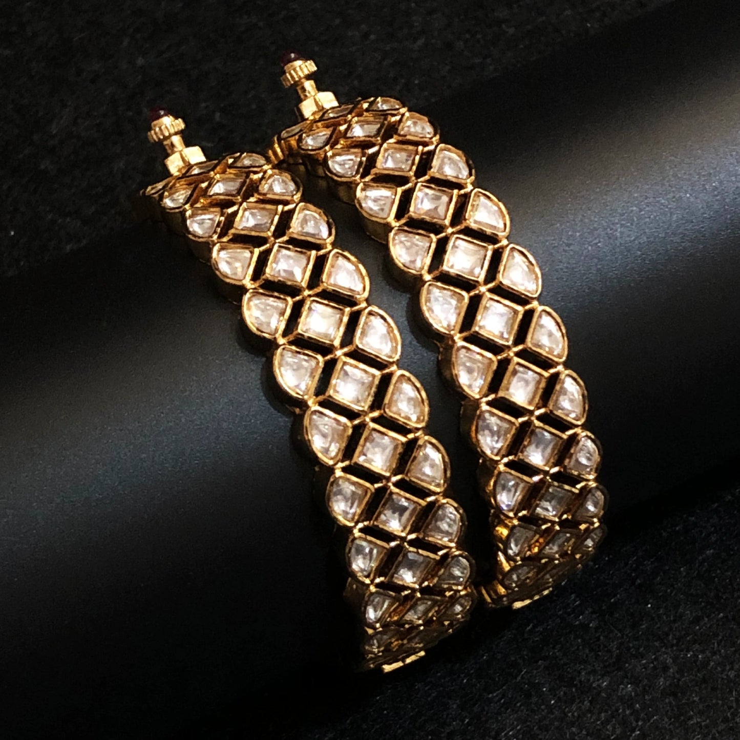 Ruby Lattice Jadau Kada Style Bangles