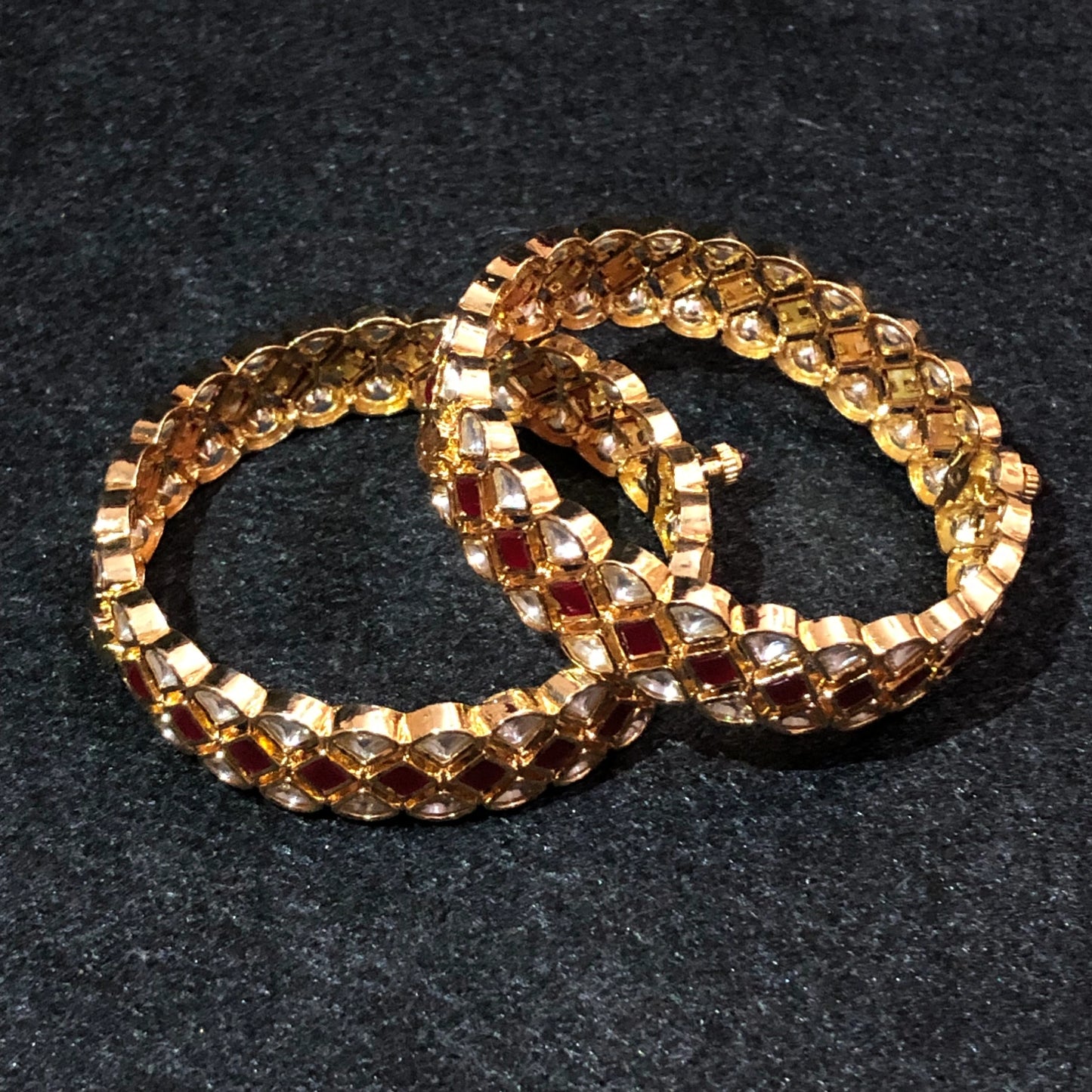 Ruby Lattice Jadau Kada Style Bangles