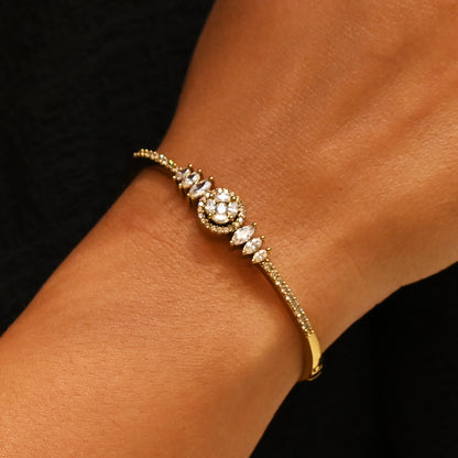 Delicate Floral Zircon Cuff Bracelet