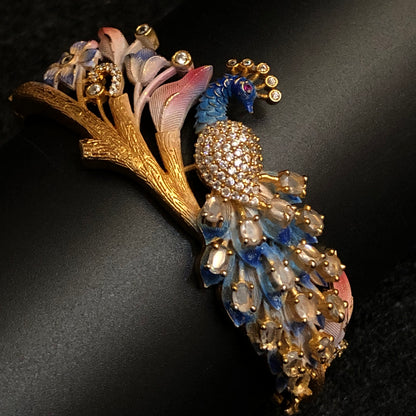Peacock Majesty Enamel Bracelet
