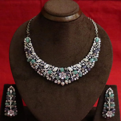Twilight Bloom Zircon Necklace Set