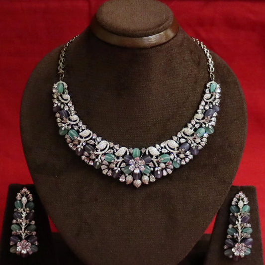 Twilight Bloom Zircon Necklace Set