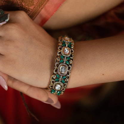 Royal Green Polki Statement Bracelet