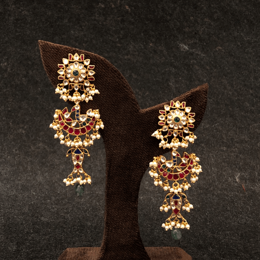 Mayurika Mehraab Jadau Peacock Earrings