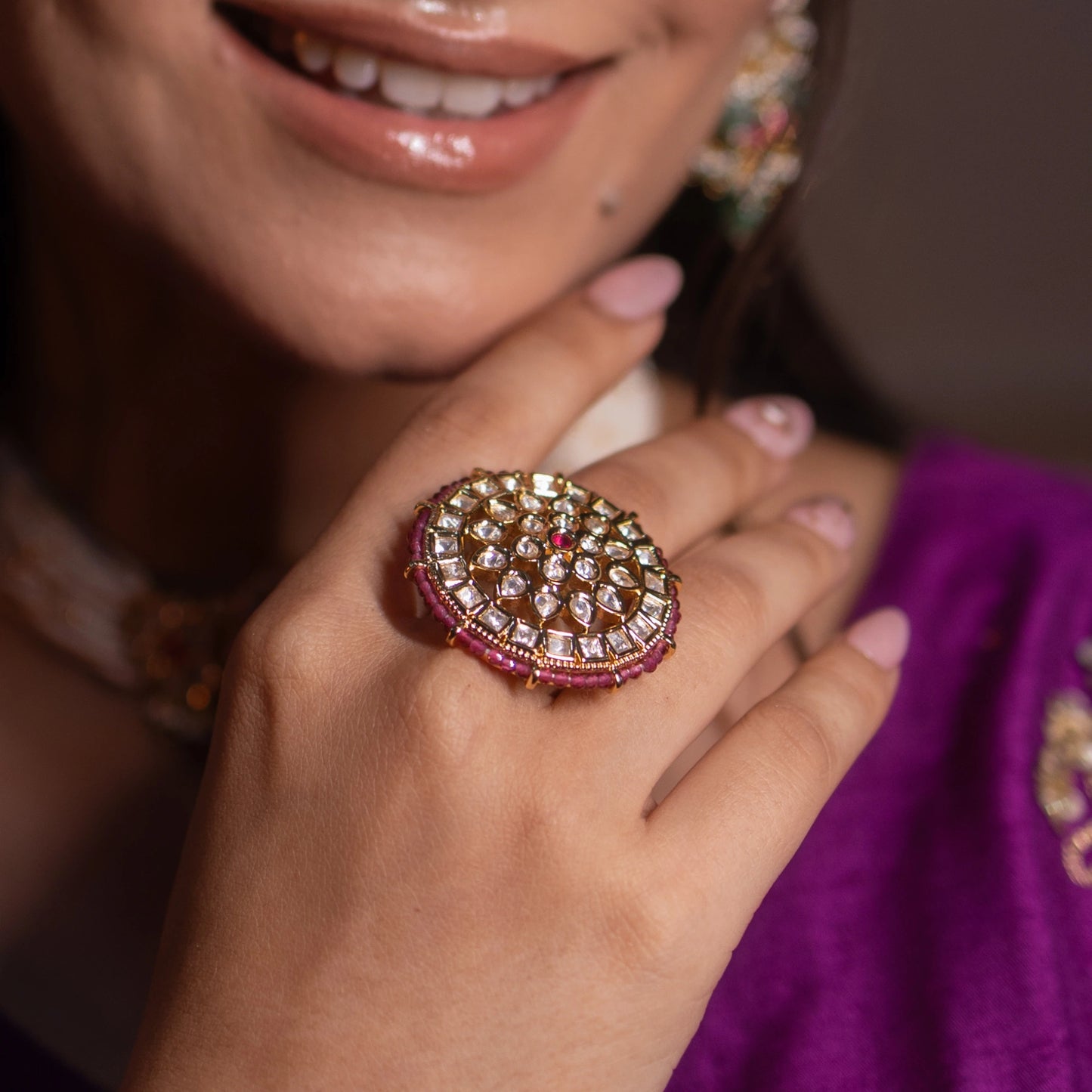 Royal Kundan Oversized Cocktail Ring