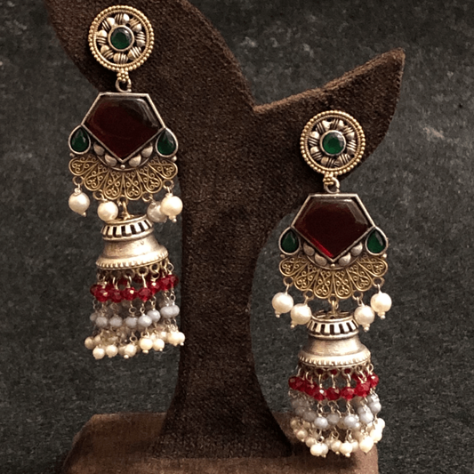 Rangmaala Oxidized Jhumka Earrings