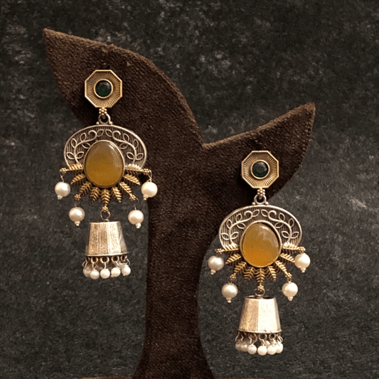 Gulrokh Oxidized HexaDrop Earrings